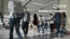  Presentation with station - Theme having crowd of a subway station background and a gray colored foreground
