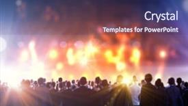  Presentation with crowd - PPT layouts featuring crowd of businesspeople standing with back with lights at background background and a navy blue colored foreground