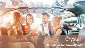  Presentation with crowd - Presentation theme enhanced with crowd-of-party-people background and a coral colored foreground