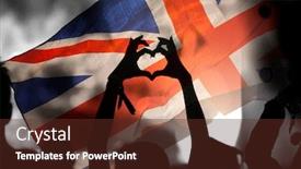  Presentation with union jack - PPT theme enhanced with crowd of people and union jack flag - people celebratin in uk background and a tawny brown colored foreground