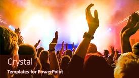  Presentation with concert - Beautiful slide set featuring crowd-of-people-at-concert backdrop and a wine colored foreground