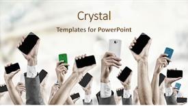  Presentation with crowd - PPT theme consisting of crowd of people with phone background and a cream colored foreground