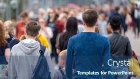  Presentation with people street - Slide set having crowd-of-people background and a ocean colored foreground