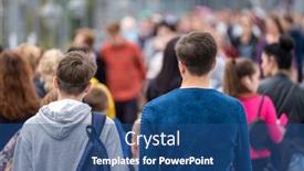  Presentation with people street - Slide deck consisting of crowd-of-people background and a ocean colored foreground