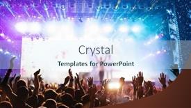  Presentation with live - PPT theme with crowd-partying-stage-lights-live background and a cool aqua colored foreground