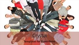  Presentation with collage of diversity people - Amazing slides having crowd people circle collage backdrop and a red colored foreground