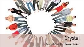  Presentation with people collage - Theme consisting of crowd people circle sun form background and a soft green colored foreground