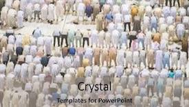  Presentation with crowd - Slide set featuring crowd people praying together background and a light gray colored foreground