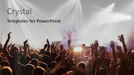  Presentation with festival - Amazing presentation theme having crowd-with-raised-hands backdrop and a light gray colored foreground