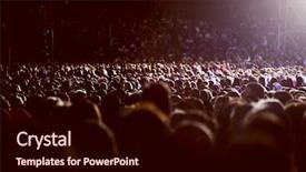  Presentation with concert - Beautiful presentation theme featuring crowded - large crowd of people watching backdrop and a wine colored foreground