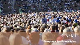  Presentation with concert - Cool new slides with crowded - large crowd of people watching backdrop and a coral colored foreground