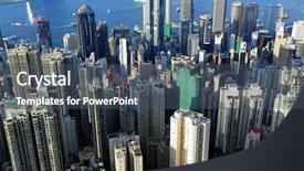  Presentation with crowded apartment buildings - Amazing presentation theme having crowded buildings in hong kong backdrop and a  colored foreground