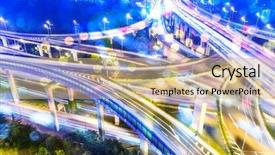  Presentation with flyover - Beautiful theme featuring crowded cars driving at flyover backdrop and a coral colored foreground