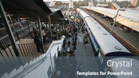  Presentation with new delhi - Presentation with crowded-new-delhi-railway-station background and a gray colored foreground