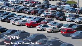  Presentation with parking lot - Colorful PPT theme enhanced with crowded-parking-lot-in-downtown backdrop and a ocean colored foreground
