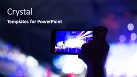  Presentation with concert - Presentation theme having crowded people and colorful light in outdoors living concert at night background and a navy blue colored foreground