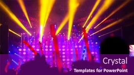  Presentation with concert - Audience pleasing slides consisting of crowded people and colorful light in outdoors living concert at night backdrop and a violet colored foreground