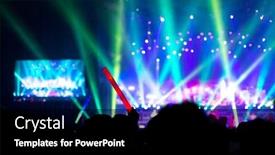  Presentation with concert - PPT layouts consisting of crowded people and colorful light in outdoors living concert at night background and a black colored foreground