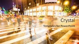  Presentation with columns ancient roman road city - Amazing PPT theme having crowded road with zebra crossing backdrop and a  colored foreground