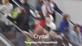  Presentation with middle east dubai mall shopping - PPT theme consisting of crowded shoppers on escalator background and a gray colored foreground