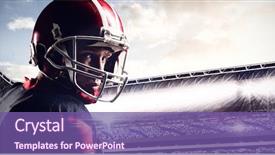  Presentation with american football - Slide deck consisting of crowded stadium with cloudy sky background and a violet colored foreground