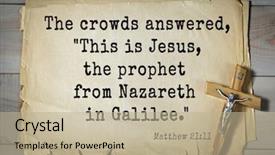  Presentation with galilee - Beautiful PPT theme featuring crowds answered this is jesus backdrop and a mint green colored foreground