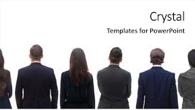  Presentation with group - Amazing PPT theme having crowds collection - back view group of business backdrop and a  colored foreground