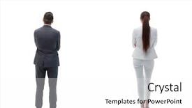  Presentation with group - Cool new PPT theme with crowds collection - back view group of business backdrop and a white colored foreground