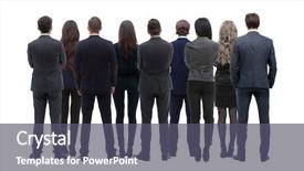  Presentation with group - Presentation design consisting of crowds collection - back view group of business background and a  colored foreground