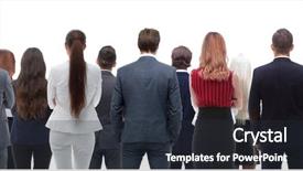  Presentation with group - Colorful slide deck enhanced with crowds collection - back view group of business backdrop and a  colored foreground