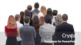  Presentation with small group top view - Cool new PPT theme with crowds collection - back view group of business backdrop and a  colored foreground