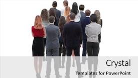  Presentation with small group top view - Colorful theme enhanced with crowds collection - back view group of business backdrop and a light gray colored foreground