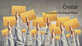  Presentation with crowd - Cool new PPT theme with crowds collection - crowd of businesspeople lifting up backdrop and a coral colored foreground