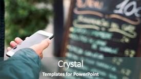  Presentation with reading table - Slide set consisting of crowdsourcing - closeup of a young caucasian background and a ocean colored foreground