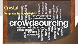  Presentation with slate - Audience pleasing slide set consisting of crowdsourcing word cloud backdrop and a tawny brown colored foreground