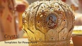  Presentation with crown - Audience pleasing presentation theme consisting of sacraments - crown cross bible and other backdrop and a gold colored foreground