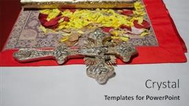  Presentation with crown - Colorful PPT theme enhanced with sacraments - crown cross bible and other backdrop and a light gray colored foreground