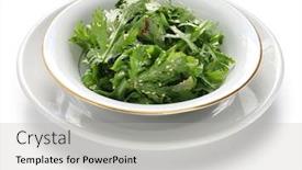  Presentation with crown - Amazing theme having crown daisy salad with sesame isolated on white background backdrop and a light gray colored foreground