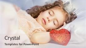  Presentation with girl mentor - Beautiful PPT layouts featuring crown heart - little girl sleeps backdrop and a  colored foreground