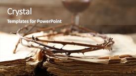  Presentation with old bible - Amazing slide deck having crown of thorns and bible backdrop and a violet colored foreground