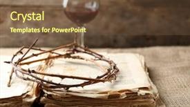  Presentation with old bible - Beautiful PPT layouts featuring crown of thorns and bible backdrop and a tawny brown colored foreground