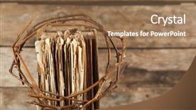  Presentation with old bible - Theme with crown of thorns and bible background and a  colored foreground