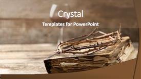  Presentation with thorn - Amazing PPT theme having crown of thorns and bible backdrop and a violet colored foreground