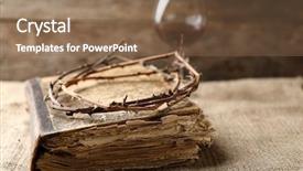  Presentation with thorn - Colorful PPT layouts enhanced with crown of thorns and bible backdrop and a violet colored foreground