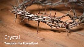  Presentation with crown thorns - Amazing presentation theme having crown of thorns on wooden surface with copy space backdrop and a coral colored foreground