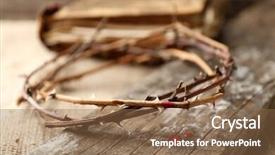  Presentation with crown thorns - PPT theme with crown of thorns with blood background and a tawny brown colored foreground