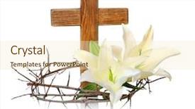  Presentation with crown thorns - Presentation design consisting of crown of thorns wooden cross background and a cream colored foreground