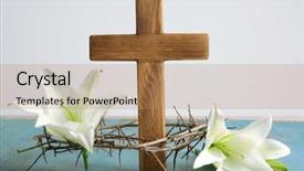  Presentation with thorns - Presentation design with crown of thorns wooden cross background and a  colored foreground