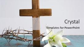  Presentation with crown thorns - Amazing presentation theme having crown of thorns wooden cross backdrop and a white colored foreground