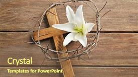  Presentation with crown thorns - PPT theme featuring crown of thorns wooden cross background and a tawny brown colored foreground